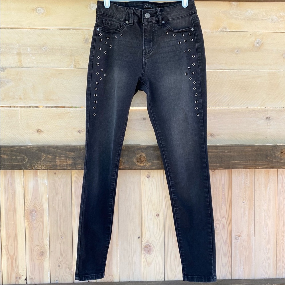 Cred NY Embellished Eyelet Black Denim Jeans Size 3/26